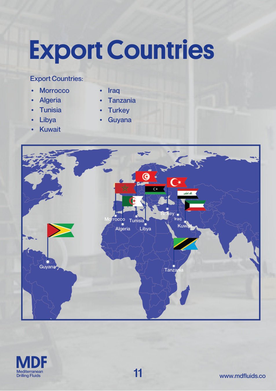 MDF export countries map
